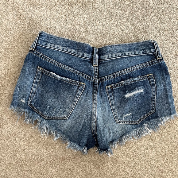 One Teaspoon Blue Distressed Jean Shorts - Picture 2 of 2
